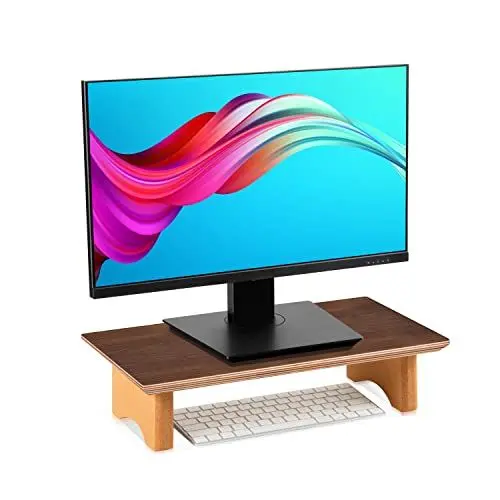 Produktbild: Aothia Monitorständer Holz für Single Monitore, Laptop Ständer Bildschirmständer Schreibtisch Holz Ergonomischer PC Bildschirmständer Aufsteiger (Schwarze Walnuss)