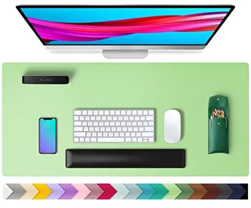 Produktbild: Aothia Schreibtischunterlage,Mauspad mit Leder und Rutchfeste Wildleder,Multifunktionales Office Mousepad Laptop Schreibunterlage,Tisch-Schutz Unterlage für Büro/Home-Office(Schaumgrün,80x40cm)