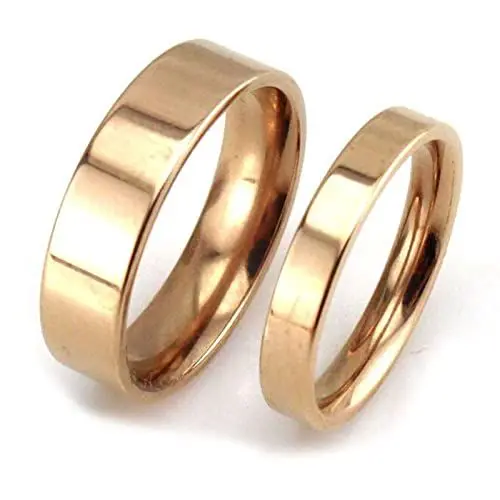 Produktbild: Aotiwe Geschenk Personalisiert Freundin, Partnerringe 4/6mm Rosa Gold Poliert Ring Edelstahl Gold W 54 &M 57