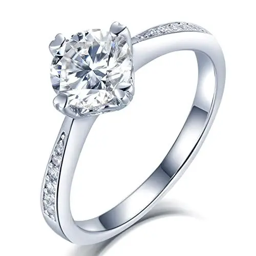 Produktbild: Aotiwe Ringe Frauen Silber, Schmuck Silber Damen Herzkrallen Weißes Gold Silber mit Rundschliff Zirkonia Größe 62 (19.7)
