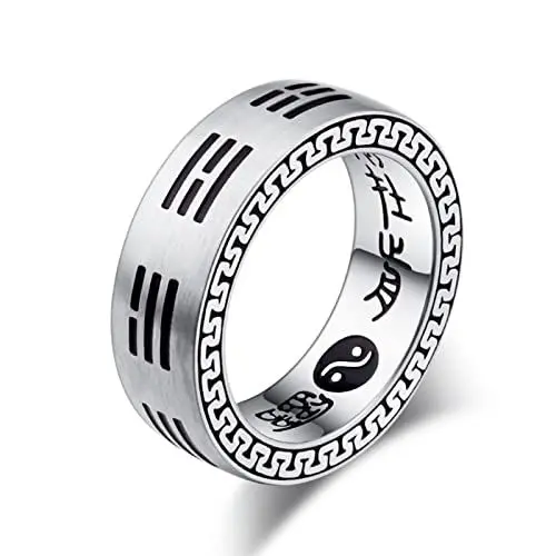Produktbild: Aotiwe Schmuck Ringe Edelstahl, Süße Geschenke für Beste Freund Neun Zeichen Mantra Silber 52 (16.6) für Freundschaft Liebe