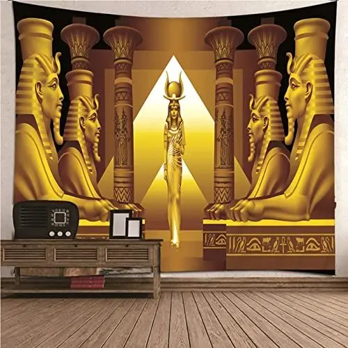 Produktbild: Aotiwe Tapisserie Psychedelic, Wanddekoration Wohnzimmer Groß Indisches Pharao Muster aus Polyester Gold 260X240Cm