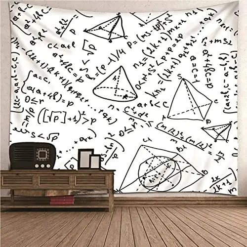 Produktbild: Aotiwe Wandteppich Aesthetic, Wanddekoration Aussen Mathematisches Operationsmuster aus Polyester Weiß 150X150Cm
