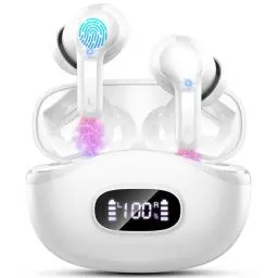 Produktbild: AOTONOK Bluetooth Kopfhörer Kabellos 5.3 mit 4 ENC Noise Cancelling Mics, In Ear Kopfhörer Bluetooth Deep Bass, 40H Kabellose Kopfhörer IP7 Wasserdicht Earbuds LED-Anzeige Ohrhörer, Weiß