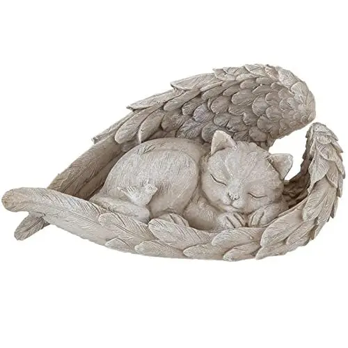 Produktbild: Katze Hund Engel Haustier Denkmal Grab Marker Tribut Statue, Deko Haustier Gedenken Tier Garten Statue, Polyresin, Gedenkstein Katze/Hund, Hundeengel-Gedenkstatue erinnert (Engel Katze)