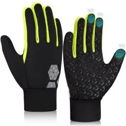 Produktbild: AOTOW Kinder Handschuhe Winter Thermo Laufhandschuhe - Touchscreen Thermo Fahrradhandschuhe Warm Kinderhandschuhe Warme Fahrrad Gloves Winddichte Schwarz Reithandschuhe für 4-12 Jahre Kind Jung Mädch