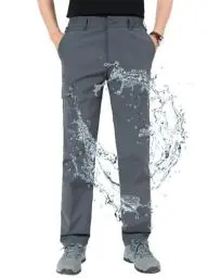 Produktbild: Aotoyou Cargo Hose Herren Wasserdicht Wanderhose Schnelltrocknend Funktionshose Elastische Taille mit Taschen, Grau XL