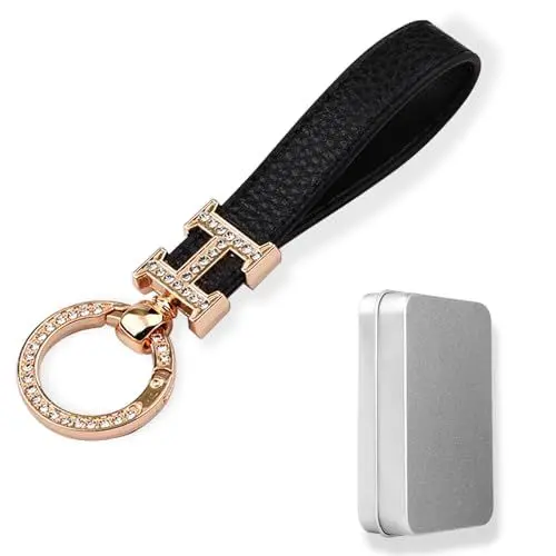 Produktbild: Aotoyou Schlüsselanhänger Kurz Leder Schlüsselbund Glitzer Handschlaufe Schlüsselband Keychain (Orange)
