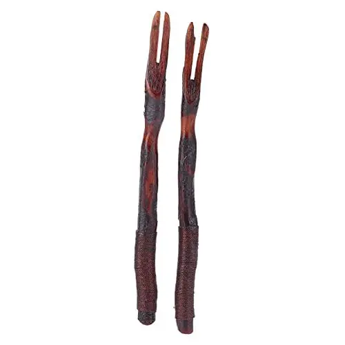Produktbild: Aoveew 2 Stück Obstgabel für Zuhause, handgefertigte Küchengabel aus Holz, natürliches Phoebe-Holz, Drahtgriff-Design, hitze- und Kratzfest, ideal für den täglichen Gebrauch