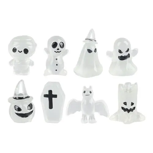 Produktbild: Aoveew 8 Stück Halloween-Ornamente, leuchtende Geisterfiguren für eine magische Garten- und Heimdekoration