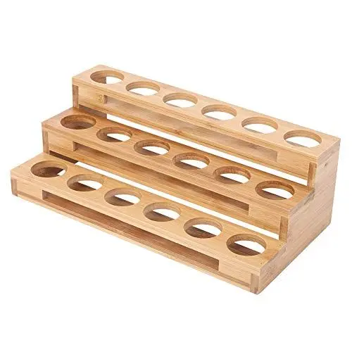 Produktbild: Aoveew Flaschenregal für ätherische Öle, 35 mm Lochdurchmesser, 18 Löcher, Bambus-Präsentationsständer für 30-ml-Flaschen, Ideale Aufbewahrungslösung für Haus und Garten