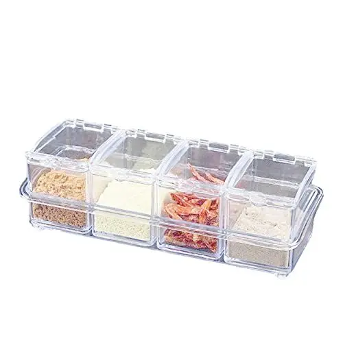 Produktbild: Aoveew Küchen-Gewürzglas-Set, Acryl-Gewürz-Aufbewahrungsbox, transparentes Salz-Zuckerglas-Set