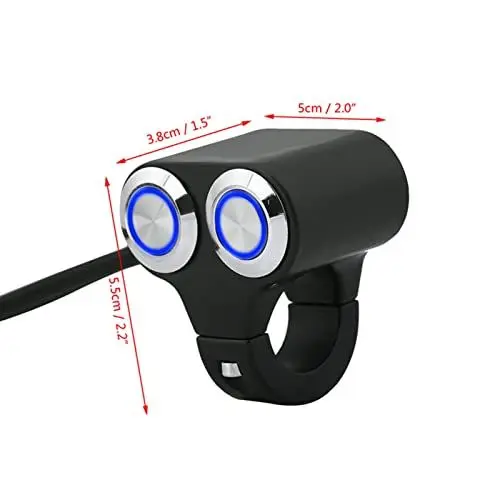 Produktbild: AOWINHIT Motorrad-Lenkerschalter Scheinwerfer, Bremse, Nebellicht EIN/AUS, 7/8 Zoll 22 Mm Modell mit Kontrollleuchte, Ideal LED-Leuchten (Selbsthemmend),Sporttaschen