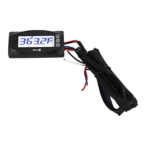 Produktbild: AOWINHIT Motorrad-Thermometer Digital Moto Zylinderkopf Temperatur Spannung Zeit U/min 4 in 1 Meter DC12V mit Zündkerze Universal (14mm)