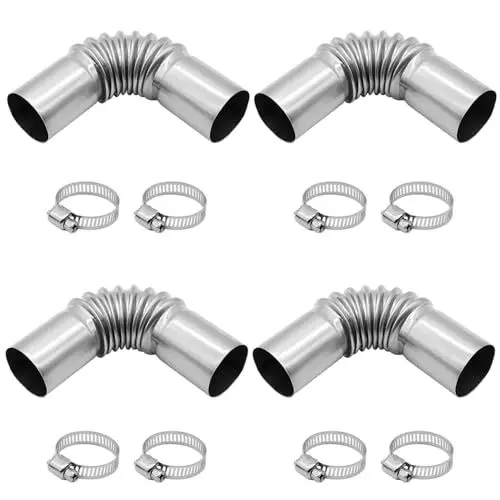 Produktbild: Aoyswuz 4 Stück 25mm Edelstahl Abgasrohr Winkelverbinder mit Klemme Standheizung Abgasrohr Zubehör, Gesamtlänge 130mm für Autoabgase, Dieselheizungen, etc