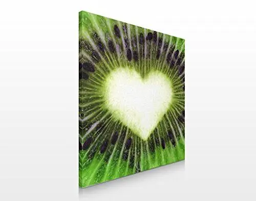 Produktbild: Apalis Leinwandbild No.298 Kiwi Love 70x70cm Leinwanddruck Rahmen Design Herz Frucht, Größe:70cm x 70cm