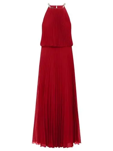 Produktbild: APART langes Plisseekleid im Neckholder Stil aus Chiffon, rot, 40