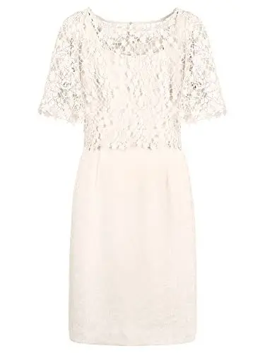 Produktbild: ApartFashion Damen 2in1 Spitzenkleid Kleid, Creme, 46 EU