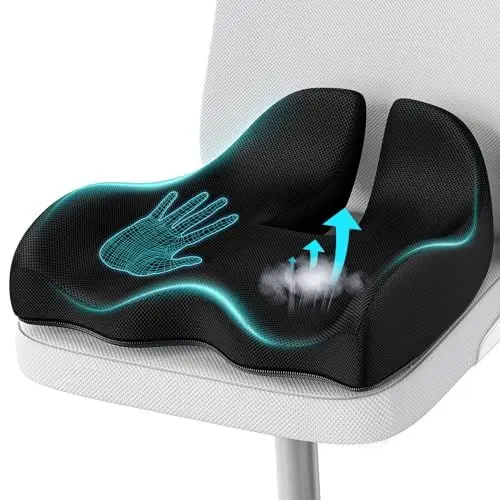 Produktbild: A-Pce Orthopädisches Sitzkissen für Bürostuhl, Autositz und Rollstuhl, Memory-Schaum Ergonomisches Sitzkissen für Coccyx und Ischias, Lenden Unterstützung für Langes Sitzen, Schwarz