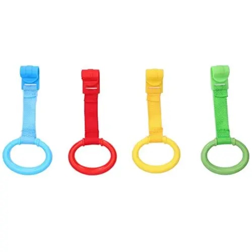 Produktbild: Apexare 4 Stück Klimmzugringe für Babys, zum Aufstecken, ergonomisches Laufgitter-Zubehör aus Kunststoff, für Kinderbetten, Zuhause, Stehen, Sitzen, Entwicklungsgriffe