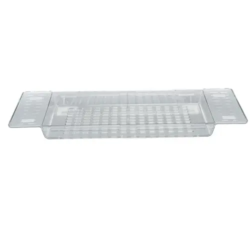 Produktbild: Apexare Badewannentablett ausziehbar, wasserdichte Badezimmertabletts für Badewanne mit großem Abflussdesign, Verstellbarer PET-Baderegaltisch, für Seife, Shampoo, Handtücher, (Clear)