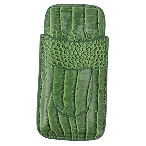 Produktbild: Apexare Leder-Zigarrenetui, 3-Finger-Zigarrenhalter, mattierte Oberfläche, tragbar, atmungsaktiv, leicht, Zigarren-Humidor-Etui, Box, Zigarrenetuis für Männer, Reisen, Wandern, (Green)
