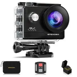 Produktbild: Apexcam M80Air Action Cam 4K30FPS 20MP WiFi Sportskamera Unterwasserkamera 40m Wasserdicht 170 ° Weitwinkel 2.4G Fernbedienung 2x1050mAh Akkus mit Zubehör-Set