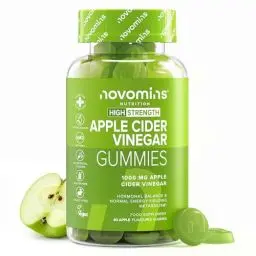 Produktbild: Apfelessig Gummies mit Mutter - Hochdosiert 1000 mg Alternative zu Apfelessig Kapseln - mit Vitamin B6, B12 und D2 - Vegan & Glutenfrei - Apple Cider Vinegar - 1 Monat - ACV - Novomins