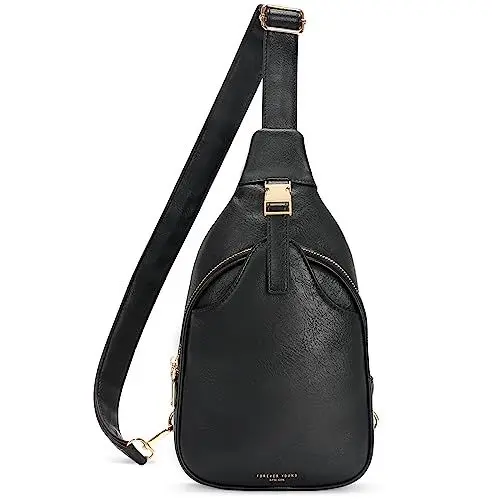 Produktbild: APHISON Stylische Bauchtasche Damen, Crossbody Bag Leder, Schultertasche, Sling Dag, Klein Umhängetasche, Handytasche zum Umhängen, Schwarz