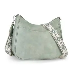 Produktbild: APHISON Klein Crossbody Bag mit Breitem Gurt Schultertasche Umhängetasche Damen veganem Leder blau Handtasche Tasche mit Abnehmbarem Schultergurt Kartenschlitz Reisetasche