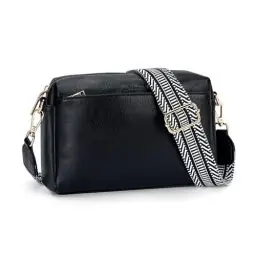 Produktbild: APHISON Umhängetasche Damen Klein schwarz Crossbody Bag mit Breitem Gurt Boho Schultertasche Veganes Leder Handtasche Tasche mit Abnehmbarem Schultergurt Kartenschlitz Reisetasche