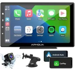 Produktbild: APHQUA Newest Wireless A-pple Carplay & Android Auto, très Grand écran de 9 pouces Touchscreen Digital Media Autoradio-Empfänger Kabellos Portable Autoradio mit Mirror Link, Google, Bluetooth