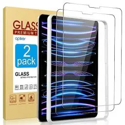Produktbild: apiker Panzer Schutz Glas für iPad Pro 11 Zoll (2022,2021,2020,2018) und iPad Air 5/4. Generation(10,9 Zoll), 9H Härte Schutzfolie, mit Schablone, bläschenfrei, kratzfest, 2 Stück