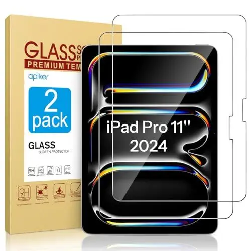Produktbild: apiker für iPad Pro 11 Zoll M4 (2024) Panzer Schutz Glas, 9H Härte Folie kompatibel mit dem neuesten iPad Pro 11
