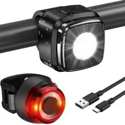 Produktbild: Apkezel LED Fahrradlicht Set, StVZO Zugelassen Fahrradlicht Vorne+Rücklicht Fahrrad Fahrradbeleuchtung Set, 600mAh Fahrradlicht USB Aufladbar, IPX5 Wasserdicht Fahrrad Lichter LED Set
