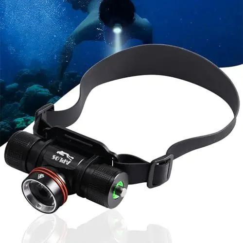 Produktbild: APLOS H800 Wiederaufladbare Taucher Stirnlampe - 3500 Lumen Unterwasser IPX8 Wasserdichte Tauchen Stirnlampe mit TIR-Objektiv, Leistungsanzeige Für Unterwassertauchen Angeln