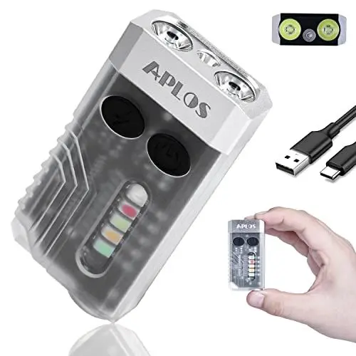 Produktbild: APLOS L02 1000 Lumen Mini EDC Taschenlampe, 365nm UV-Licht, Mehrfarbige Lichtquelle, Kleine Schlüsselbund Taschenlampe mit Magnetfuß und Piepser-Alarm (Weiß)