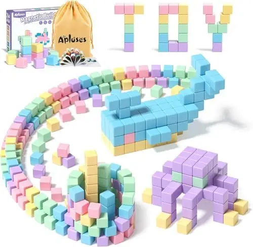 Produktbild: Apluses Magnetische Bausteine – Kinderspielzeug, magnetisches Bauspielzeug, Puzzlebaustein, Magnetisches Konstruktionsspielzeug für Kinder, geeignet für Jungen und Mädchen ab 3 Jahren