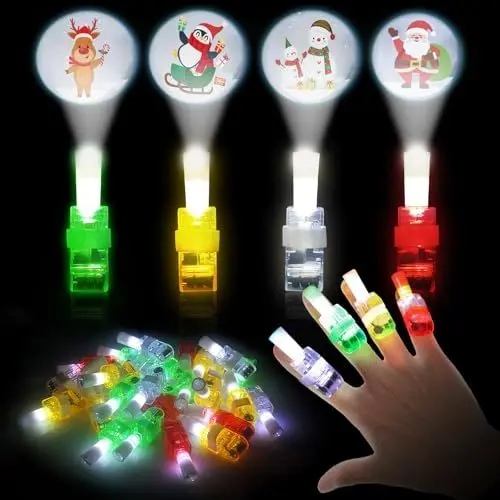 Produktbild: APODESS 36PCS LED Fingerlampe Mitgebsel Weihnachten Finger Spielzeug Adventskalender Füllung Kinder Fingerlicht Adventsgeschenke Kleinigkeiten Inhalt für Mitbringsel Fingerring Mädchen Jungen