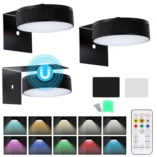 Produktbild: APODESS 3SET Bilderleuchte Kabellos Bildbeleuchtung 24 Beleuchtungsfarben Vitrinenbeleuchtung Led Wandleuchte Kabellos Bild Beleuchtung Wand Lampe Ohne Strom Fernbedienung mit Timer für Dartscheibe