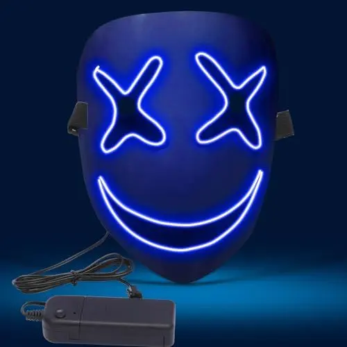 Produktbild: APODESS Halloween LED Purge Maske - Cyberpunk Leuchtende Neon Horror Clown Maske für The Purge Kostüm - Joker Cosplay Requisite für Herren Damen Fasching Karneval