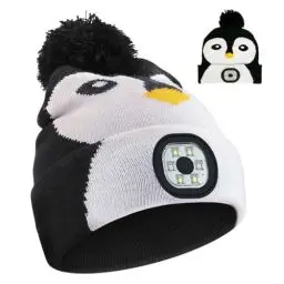 Produktbild: APODESS Kinder Mütze mit Led Licht Wintermütze Kinder Led Mütze USB Wiederaufladbare 4 LED Lampe Winter Warme Stirnlampe Strickmütze Leuchtmütze Kinder Geschenkideen Weihnachten für Jungen Mädchen