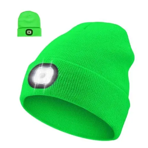 Produktbild: APODESS Kinder Mütze mit Led Licht Wintermütze Kinder Led Mütze USB Wiederaufladbare 4 LED Lampe Winter Warme Stirnlampe Strickmütze Leuchtmütze Kinder Geschenkideen für Jungen Mädchen