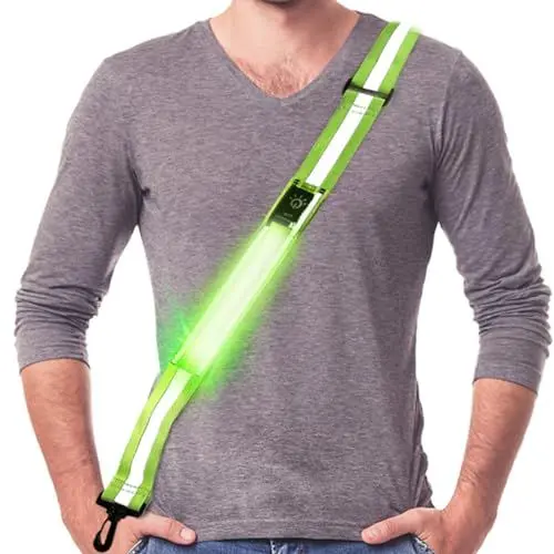 Produktbild: APODESS Led Lauflicht Reflektoren Joggen Laufgürtel Batterien Reflektorband Aufladbar Verstellbar Nacht Sicherheitslicht Reflektierende Band für Hundespaziergänge Fahrradfahren Läufer Herren Damen