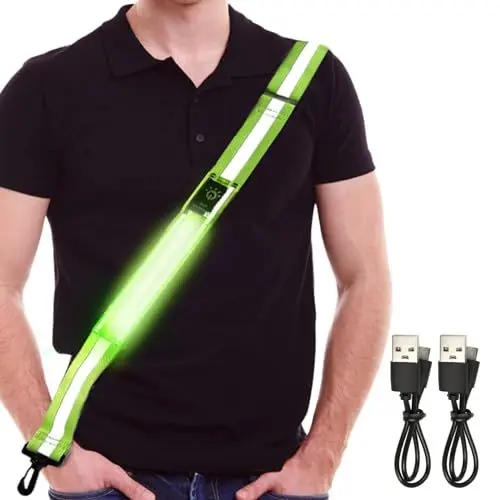 Produktbild: APODESS Led Lauflicht Reflektoren Joggen Laufgürtel USB Reflektorband Aufladbar Verstellbar Nacht Sicherheitslicht Reflektierende Band für Hundespaziergänge Fahrradfahren Läufer Herren Damen