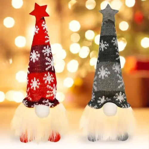 Produktbild: APODESS Wichtel Figuren Weihnachten Deko, Leuchtende Weihnachts Wichtel Klein 2STK LED Weihnachtswichtel Weihnachtsbeleuchtung Innen Weihnachtsdeko Figuren