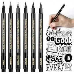 Produktbild: APOGO Kalligraphie Stift Handlettering Stifte Kaligraphiestifte set 6 Calligraphie Stifte Lettering Stifte set für Übungsheft Anfänger Tagebuch Bullet Journal Zubehör,Brush Pen Schwarz