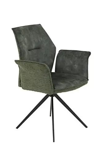 Produktbild: Hela Tische, 1er Pack Armlehnenstuhl Sessel Susanne, Mikrofaser Velvert + Webstoff Grün, Metallgestell Schwarz, 360° drehbar, Armlehne