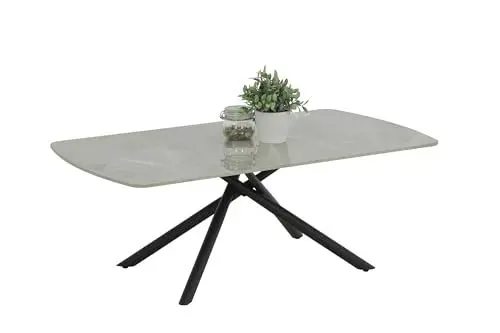 Produktbild: Hela Tische, Couchtisch Fred mit Steinplatte,Dekor Marmor Grau, Spinnengestell Metall Schwarz, 120x68x45cm