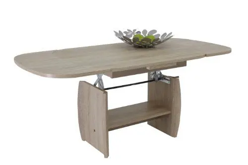 Produktbild: Hela Tische, Funktionscouchtisch Michael, Holzoptik melaminbeschichtet, Dekor Sonoma Eiche, ausziehbar 90-142cm, höhenverstellbar mit Kurbel 52-62cm